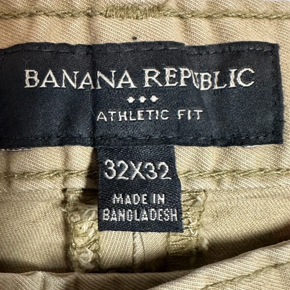 NEW Banana Republic Pants Mens 32X32 Tan Lived-In Chino Athletic Fit Tapered Leg